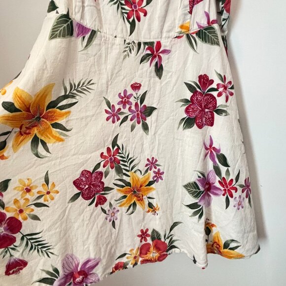 Old Navy Floral Ruffle Smocked Neutral Boho Lined Tropical Dress Size 2XL- b87 - Picture 9 of 16